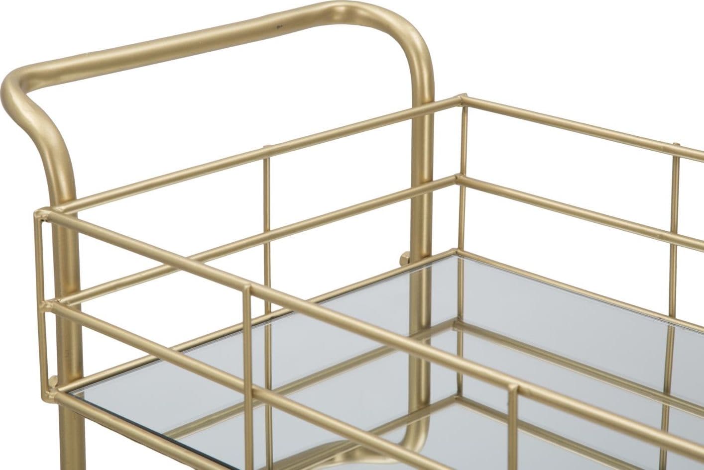 Carrello con ruote struttura in ferro color oro con 3 ripiani in specchio in Panche contenitore Decor Space - Altamura, commercioVirtuoso.it