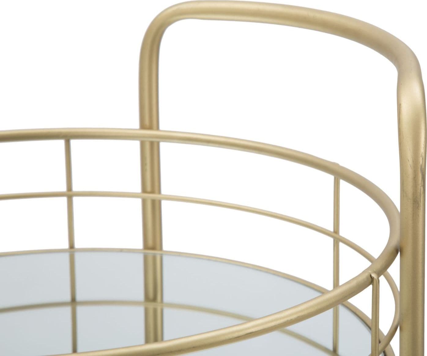 Carrello con ruote struttura in ferro color oro con 3 ripiani in specchio in Panche contenitore Decor Space - Altamura, commercioVirtuoso.it