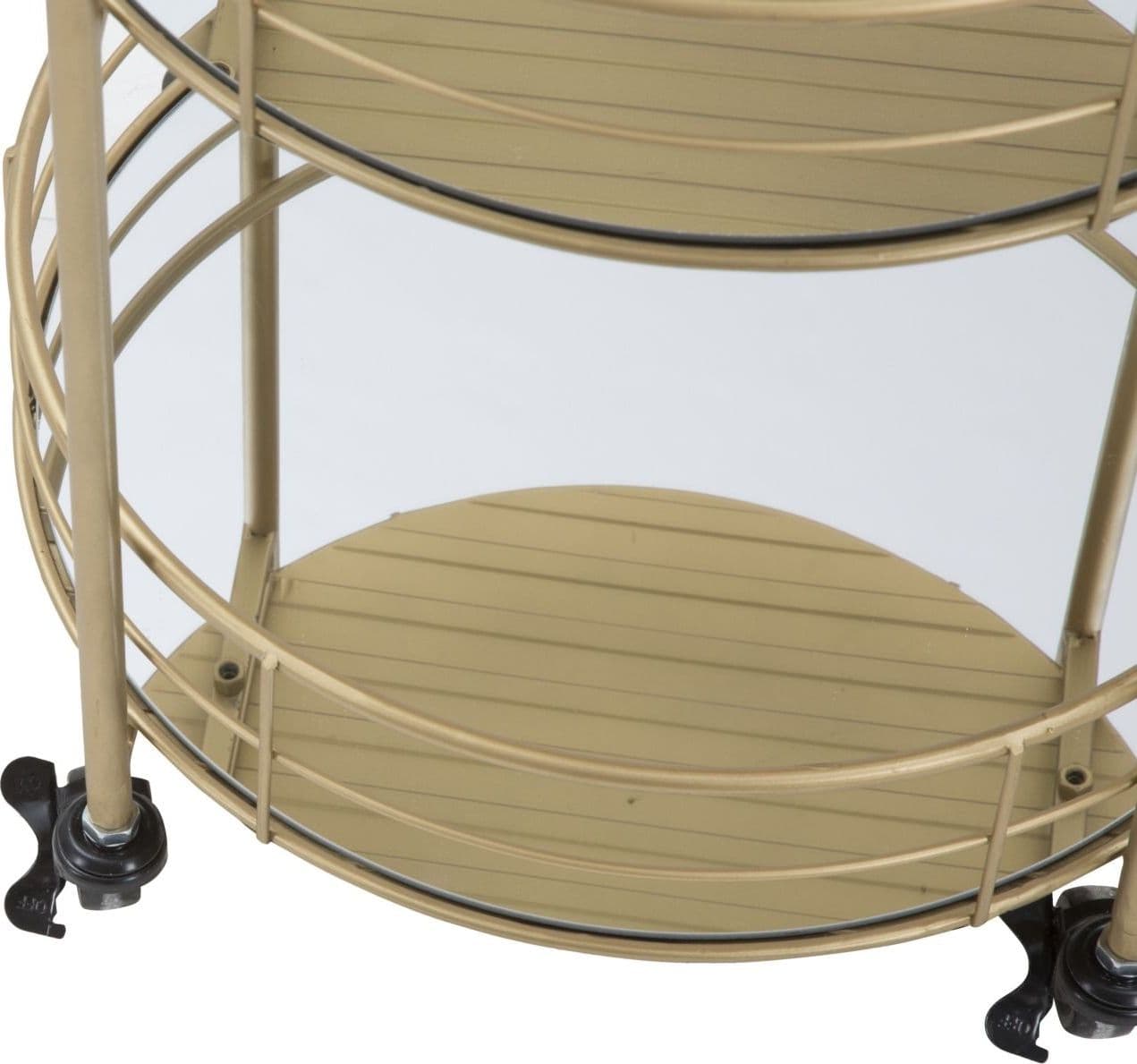 Carrello con ruote struttura in ferro color oro con 3 ripiani in specchio in Panche contenitore Decor Space - Altamura, commercioVirtuoso.it