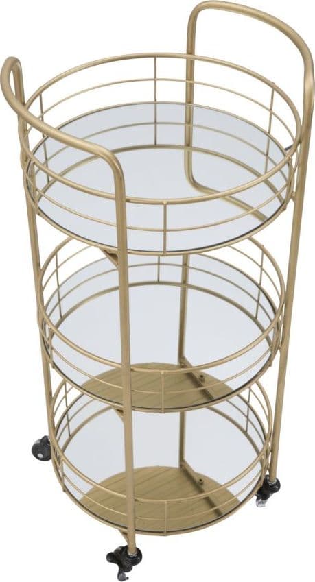 Carrello con ruote struttura in ferro color oro con 3 ripiani in specchio in Panche contenitore Decor Space - Altamura, commercioVirtuoso.it