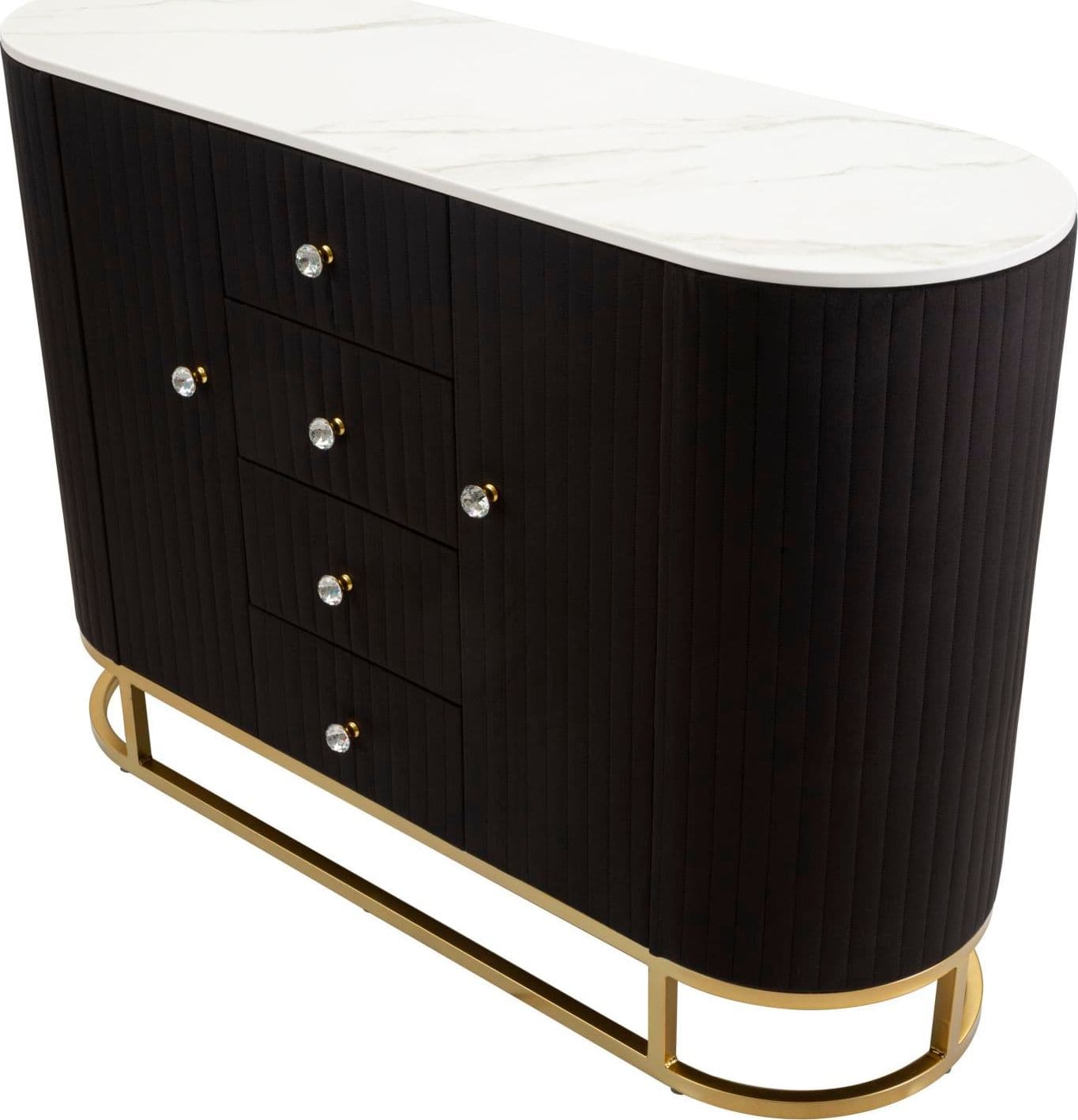 Mobile "Montpellier" struttura in metallo, legno e tessuto ripiano in marmo per interni in Cassettiere Decor Space - Altamura, commercioVirtuoso.it