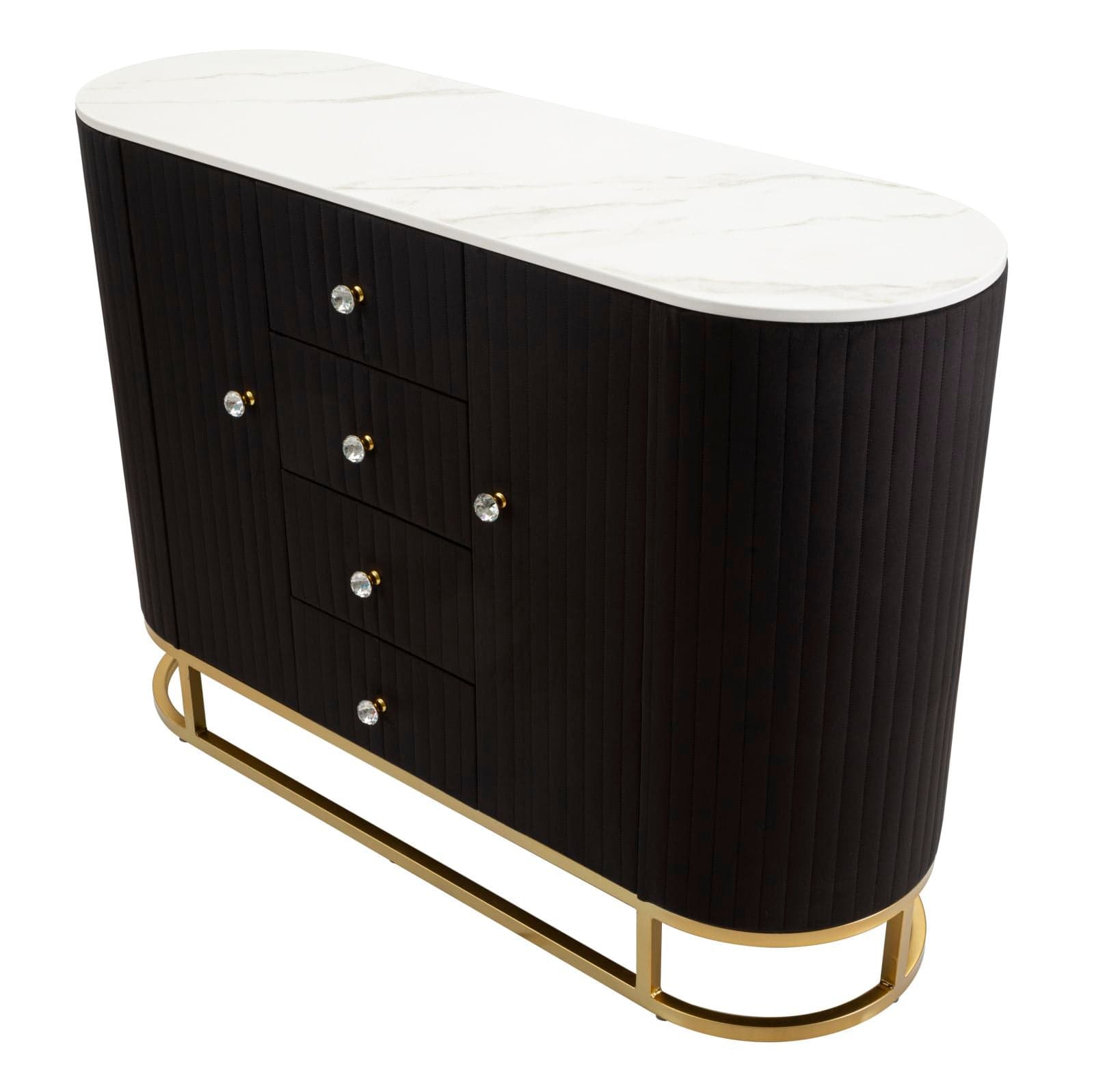 Mobile "Montpellier" struttura in metallo, legno e tessuto ripiano in marmo per interni in Cassettiere Decor Space - Altamura, commercioVirtuoso.it