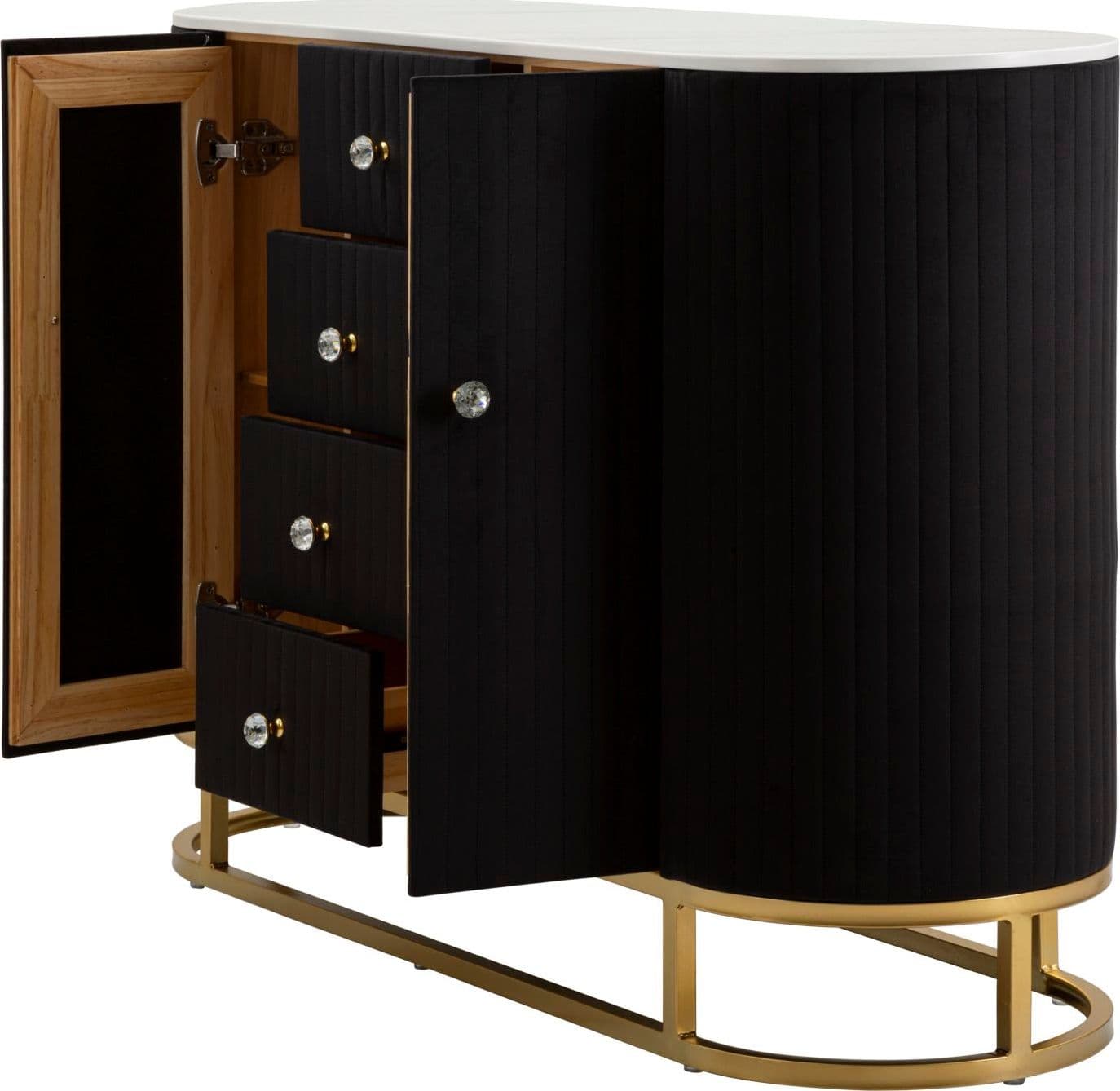Mobile "Montpellier" struttura in metallo, legno e tessuto ripiano in marmo per interni in Cassettiere Decor Space - Altamura, commercioVirtuoso.it