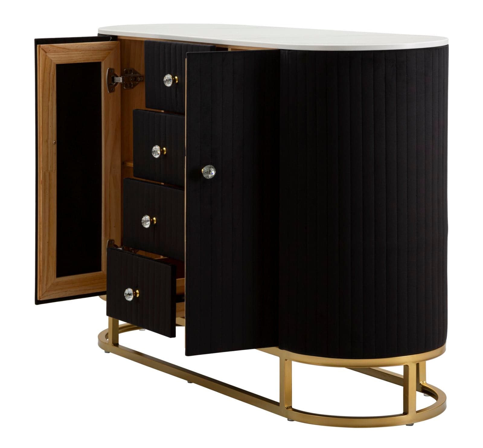 Mobile "Montpellier" struttura in metallo, legno e tessuto ripiano in marmo per interni in Cassettiere Decor Space - Altamura, commercioVirtuoso.it