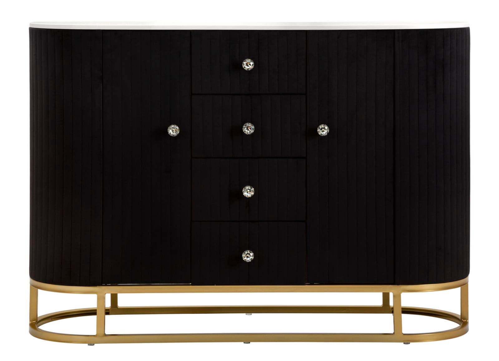 Mobile "Montpellier" struttura in metallo, legno e tessuto ripiano in marmo per interni in Cassettiere Decor Space - Altamura, commercioVirtuoso.it