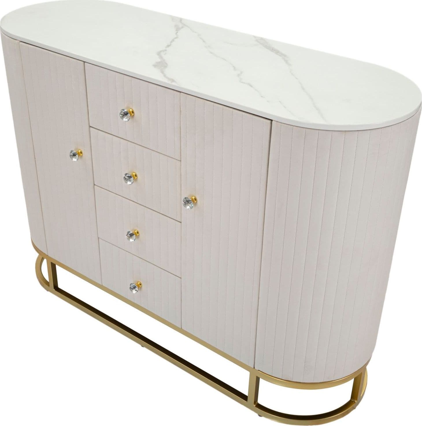 Mobile "Montpellier" struttura in metallo, legno e tessuto ripiano in marmo per interni in Cassettiere Decor Space - Altamura, commercioVirtuoso.it