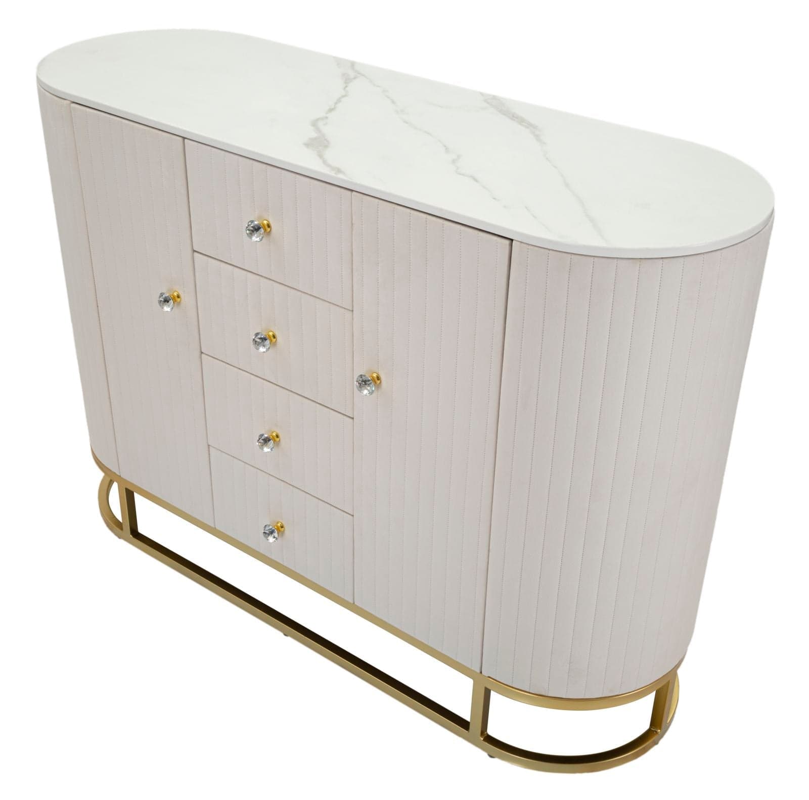 Mobile "Montpellier" struttura in metallo, legno e tessuto ripiano in marmo per interni in Cassettiere Decor Space - Altamura, commercioVirtuoso.it