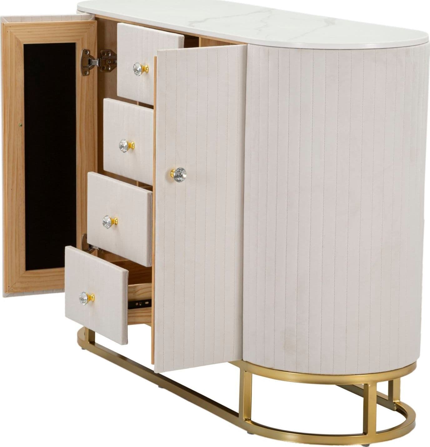 Mobile "Montpellier" struttura in metallo, legno e tessuto ripiano in marmo per interni in Cassettiere Decor Space - Altamura, commercioVirtuoso.it