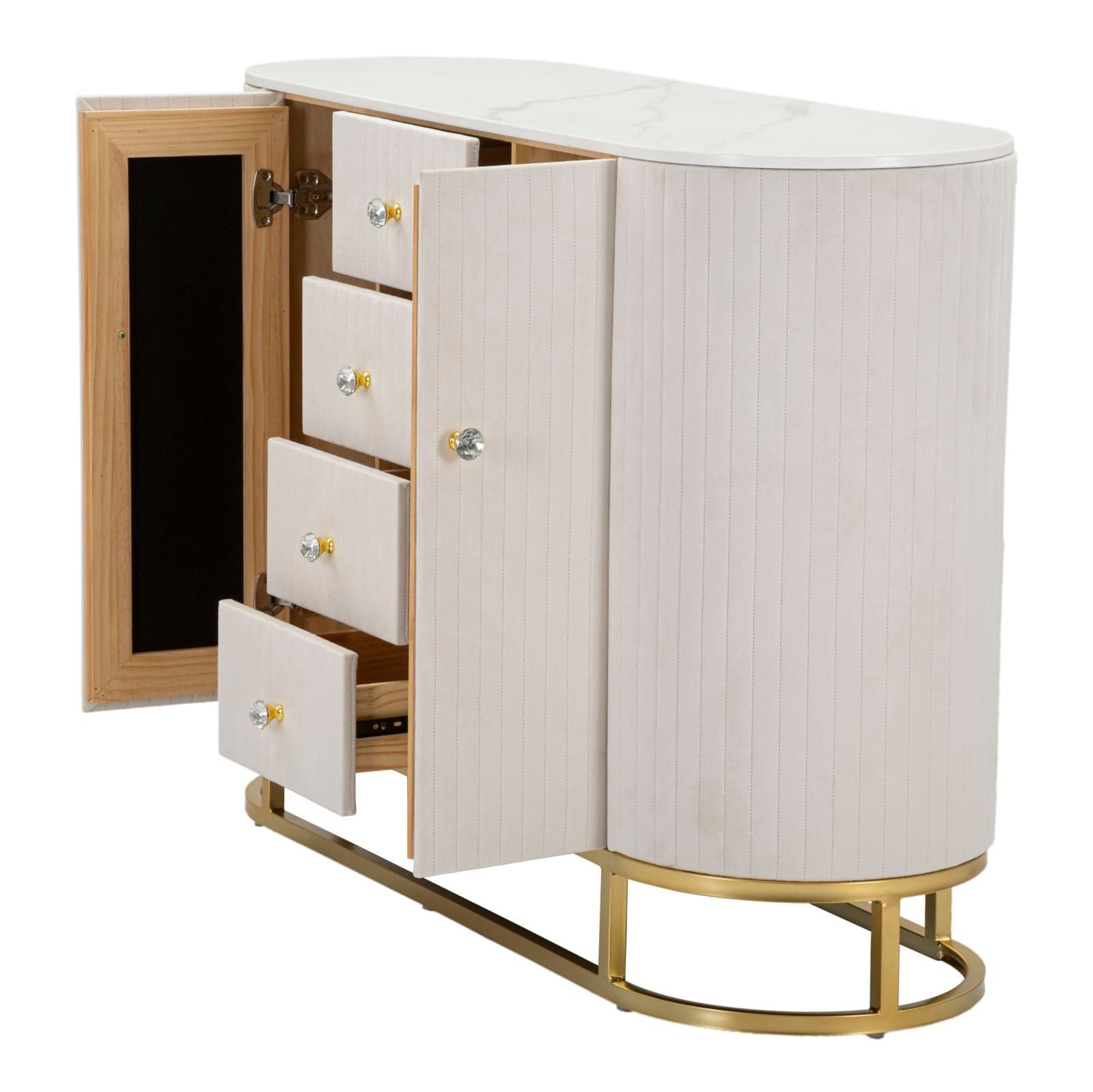 Mobile "Montpellier" struttura in metallo, legno e tessuto ripiano in marmo per interni in Cassettiere Decor Space - Altamura, commercioVirtuoso.it