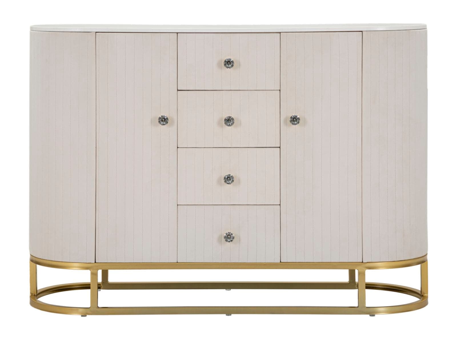 Mobile "Montpellier" struttura in metallo, legno e tessuto ripiano in marmo per interni in Cassettiere Decor Space - Altamura, commercioVirtuoso.it