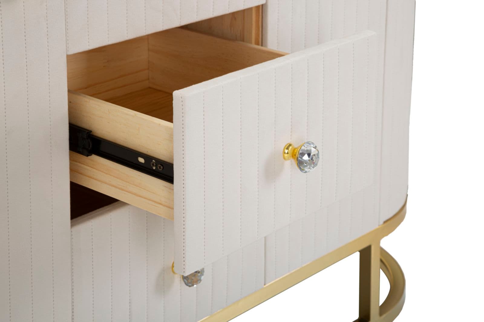 Mobile "Montpellier" struttura in metallo, legno e tessuto ripiano in marmo per interni in Cassettiere Decor Space - Altamura, commercioVirtuoso.it