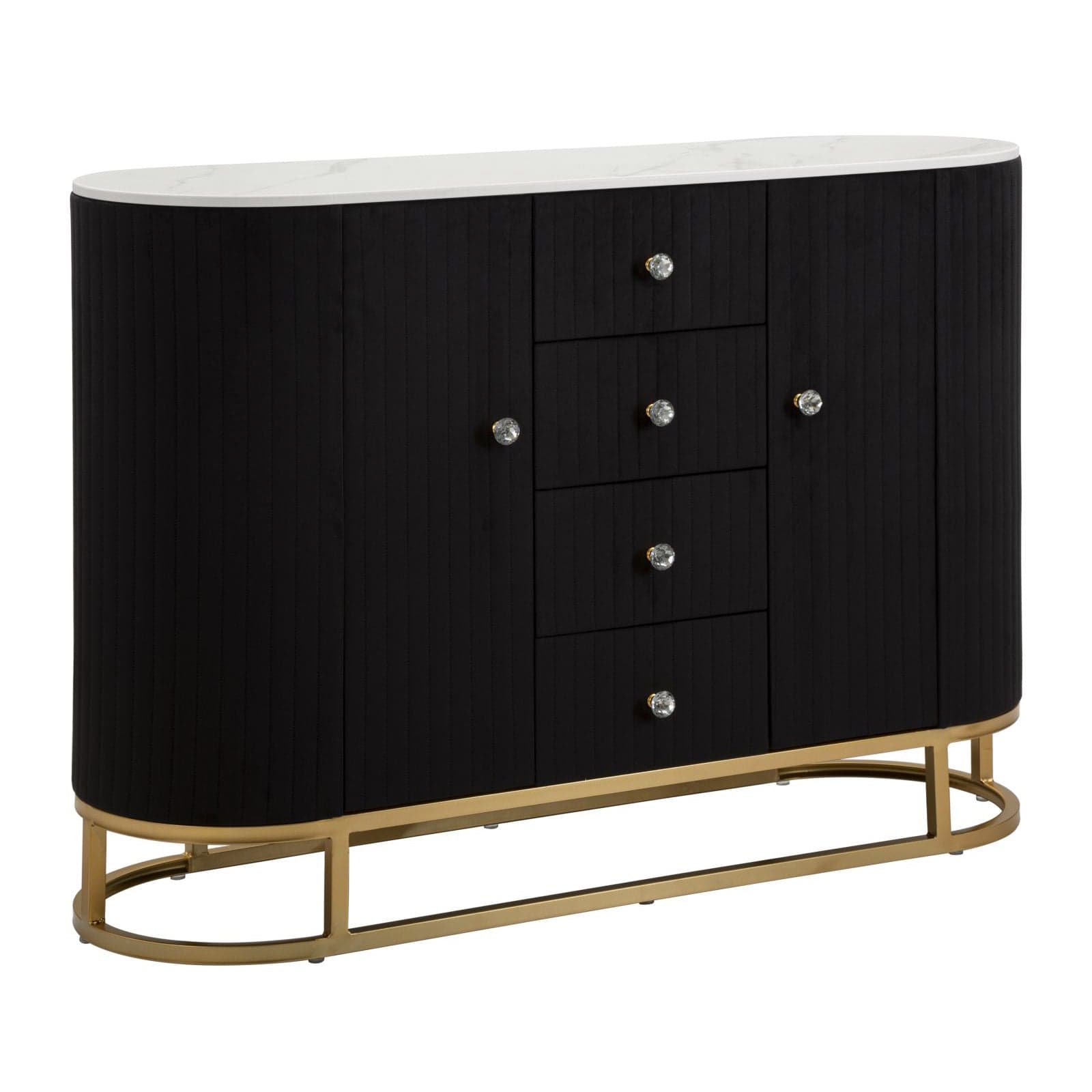 Mobile "Montpellier" struttura in metallo, legno e tessuto ripiano in marmo per interni in Cassettiere Decor Space - Altamura, commercioVirtuoso.it