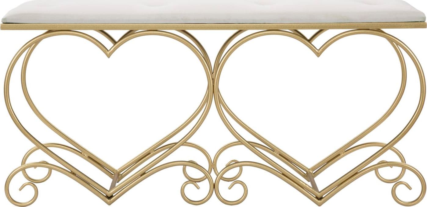 Panca "Heart" in poliestere struttura in metallo color oro per interni in Panche contenitore Decor Space - Altamura, commercioVirtuoso.it