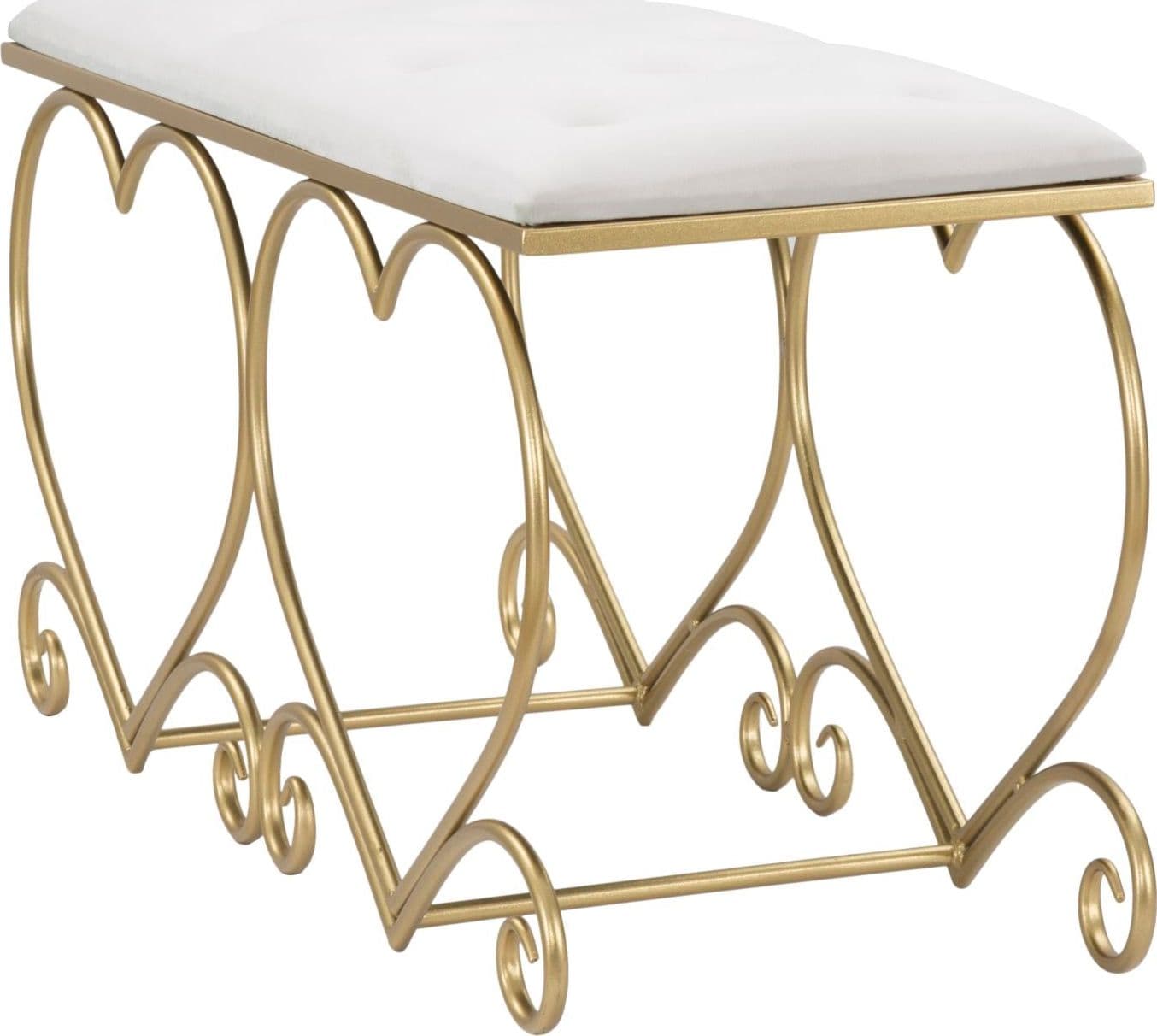 Panca "Heart" in poliestere struttura in metallo color oro per interni in Panche contenitore Decor Space - Altamura, commercioVirtuoso.it