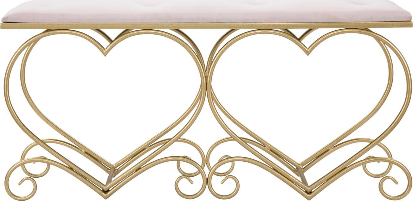 Panca "Heart" in poliestere struttura in metallo color oro per interni in Panche contenitore Decor Space - Altamura, commercioVirtuoso.it