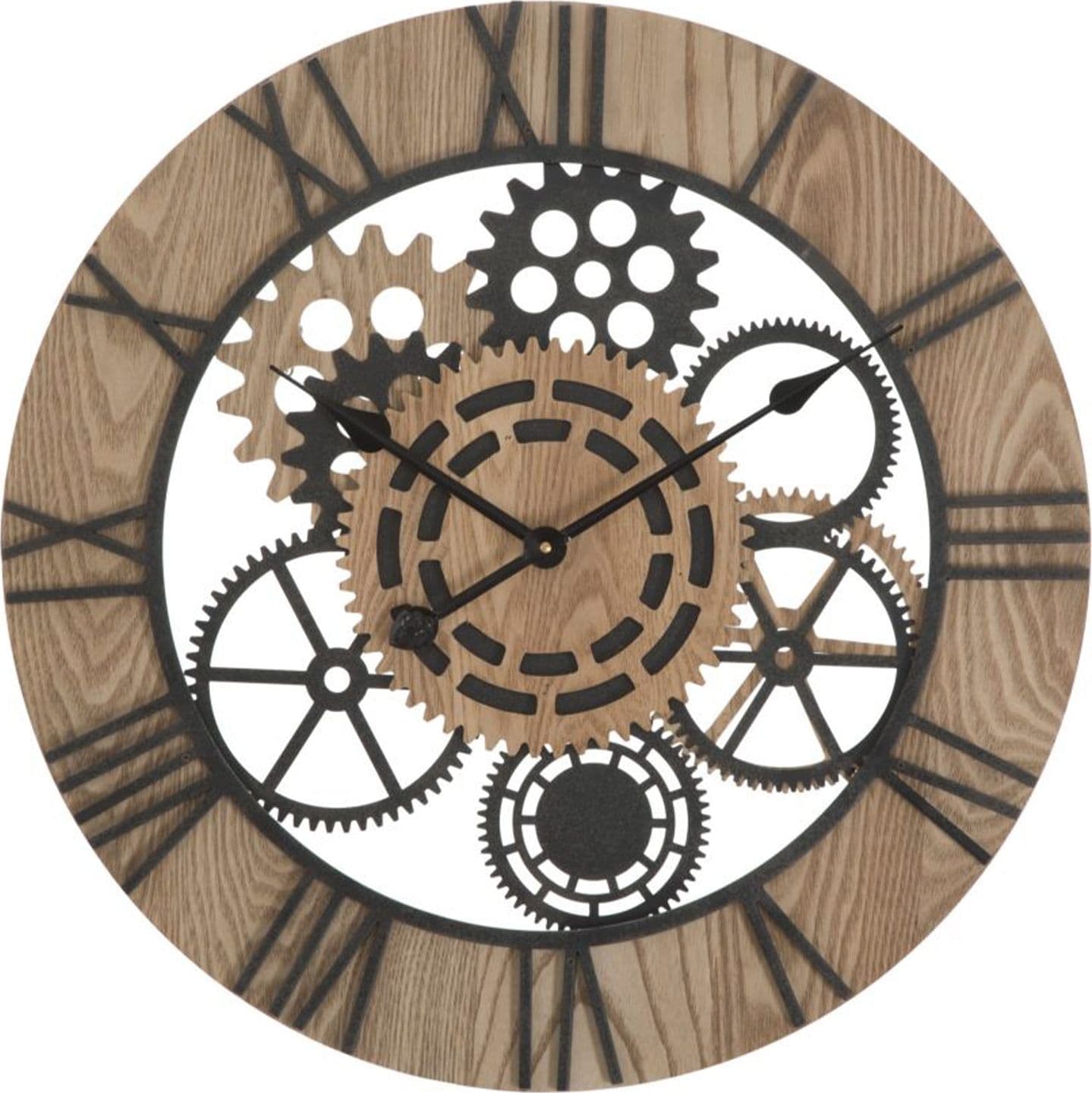 Orologio da parete con ingranaggi in ferro e legno MDF per salotto e cucina in Orologi da parete Decor Space - Altamura, commercioVirtuoso.it