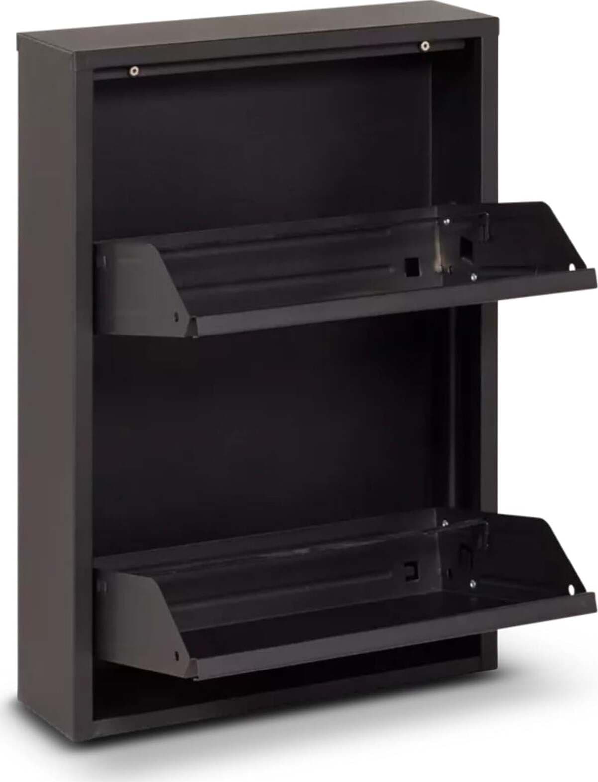Scarpiera-Slim-in-metallo-Nero-con-ante-basculanti-porta-scarpe-salvaspazio-da-interno