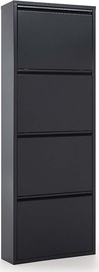 Scarpiera-Slim-in-metallo-Nero-con-ante-basculanti-porta-scarpe-salvaspazio-da-interno