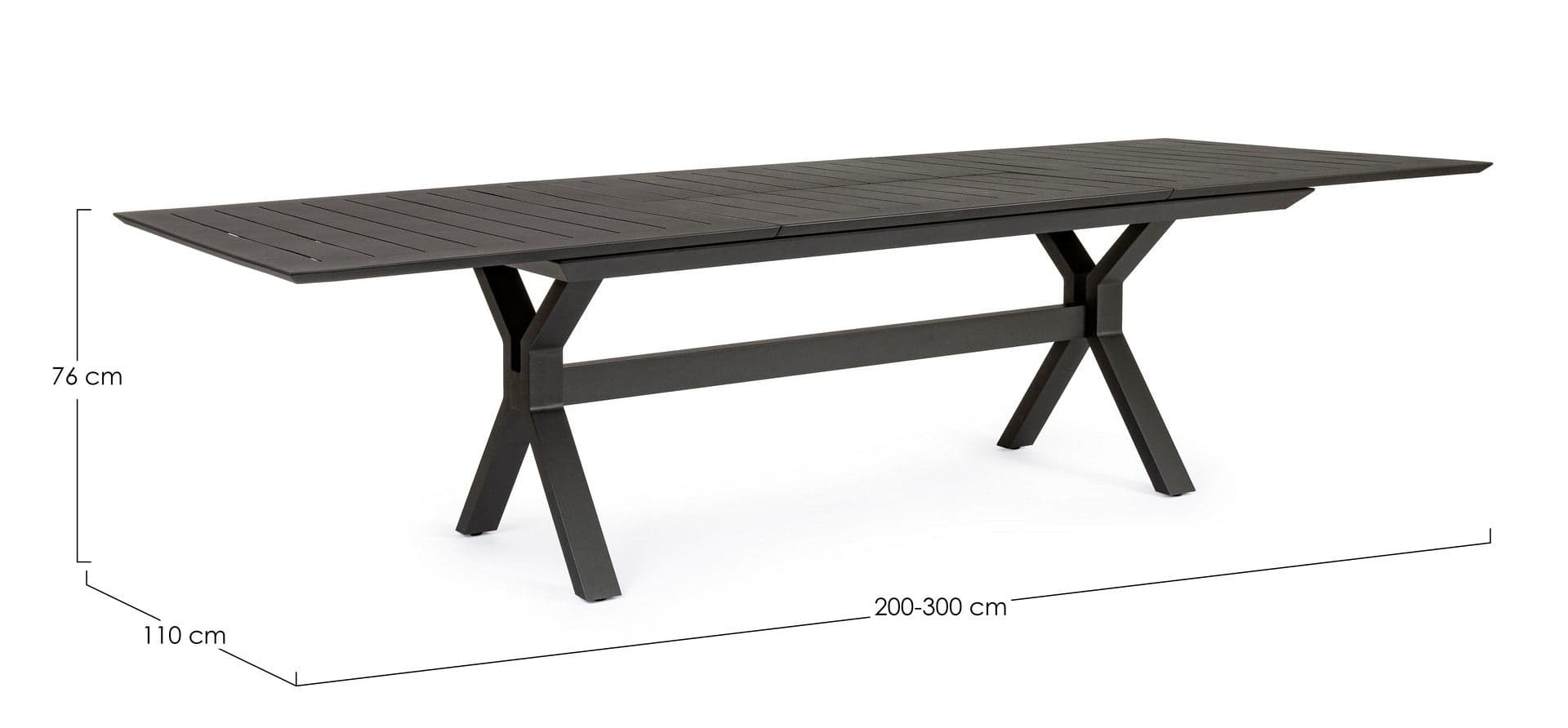 Tavolo allungabile "Kenyon" con struttura in alluminio, prolunga centrale, per esterno in Tavoli standard Decor Space - Altamura, commercioVirtuoso.it