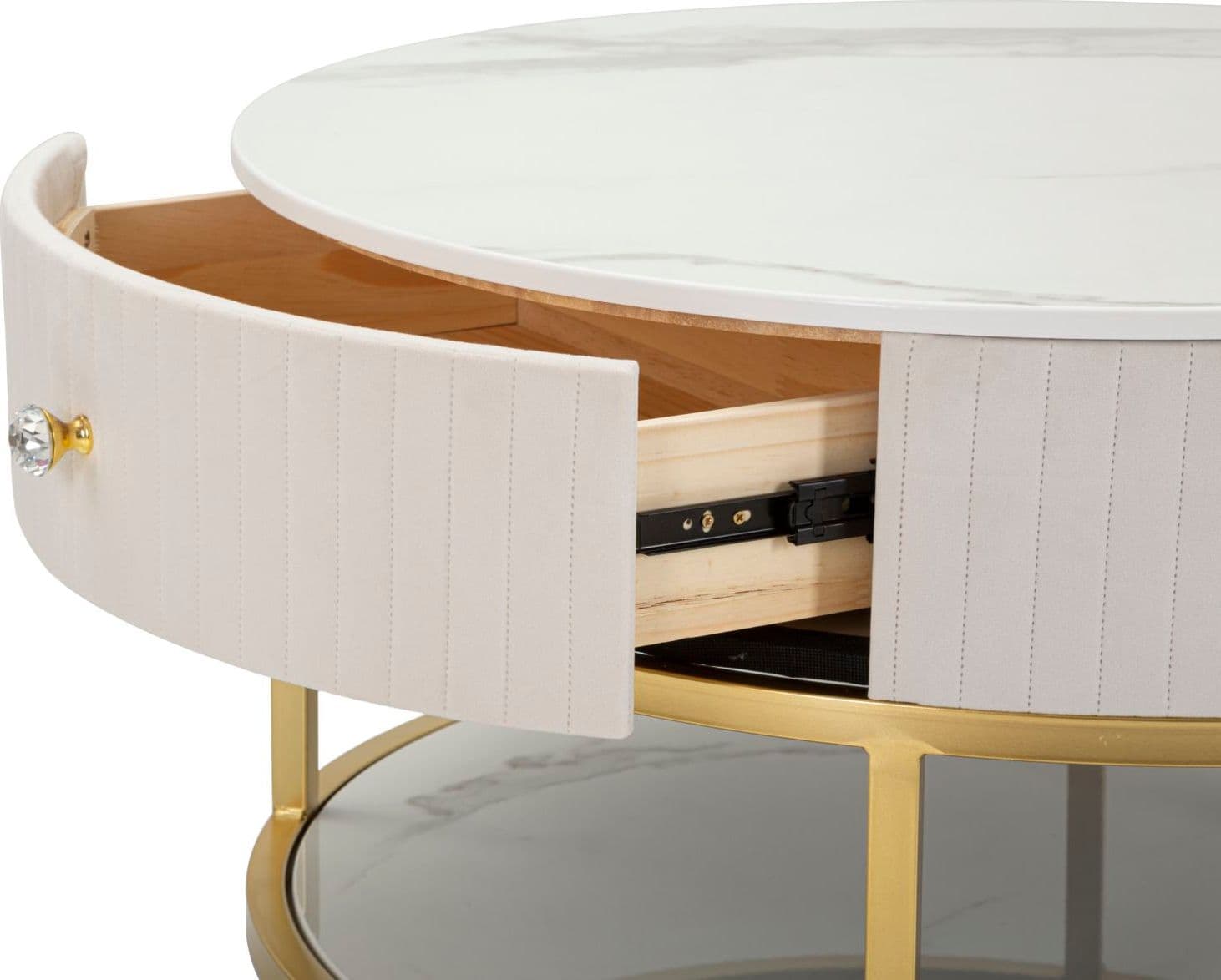Tavolo da caffè "Montpellier" struttura in metallo, legno e velluto per interni in Console e tavoli da divano Decor Space - Altamura, commercioVirtuoso.it
