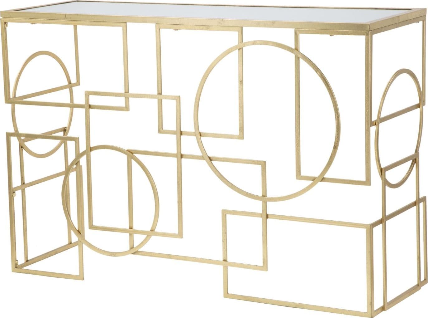 Console "Marie" con struttura in ferro color oro e vetro per interni in Credenze Decor Space - Altamura, commercioVirtuoso.it