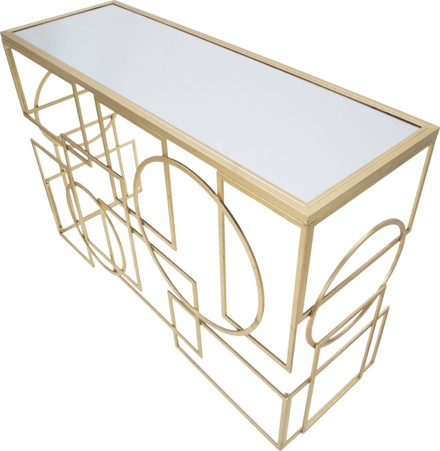 Console "Marie" con struttura in ferro color oro e vetro per interni in Credenze Decor Space - Altamura, commercioVirtuoso.it
