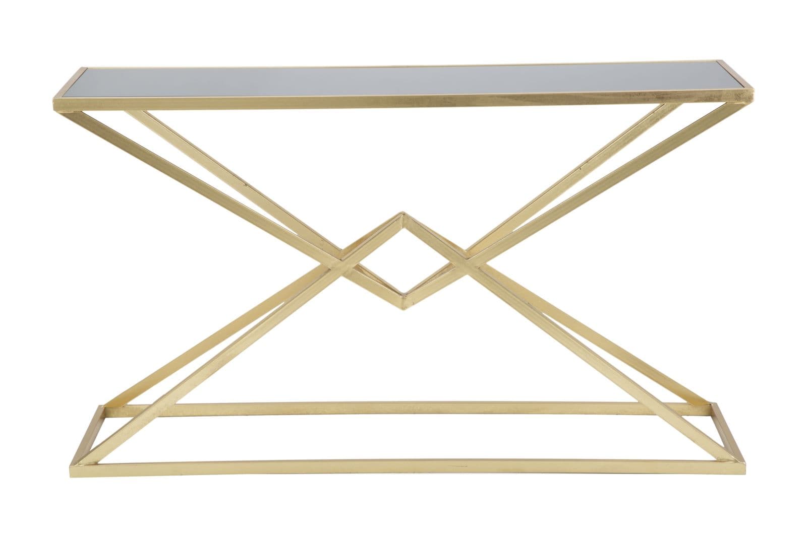 Console "Piramid" struttura in ferro color oro e vetro per interni in Credenze Decor Space - Altamura, commercioVirtuoso.it