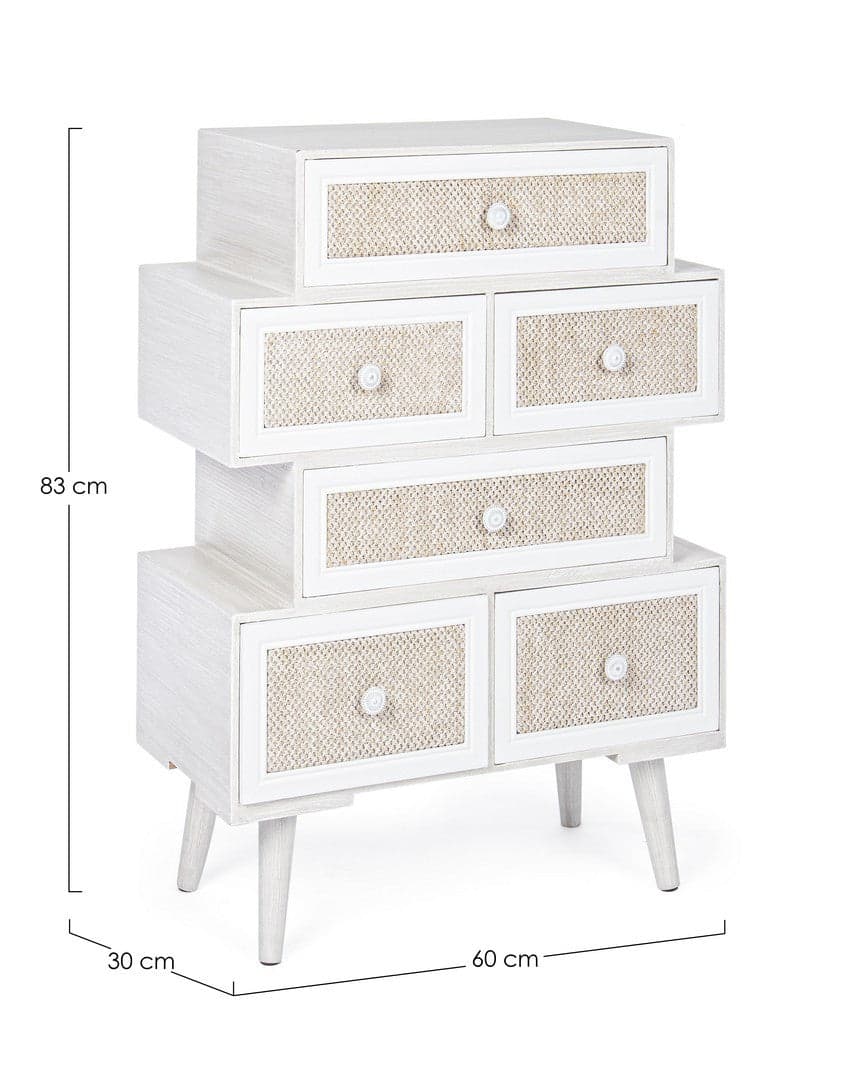 Cassettiera "Montiel" per interno, con 6 Cassetti, 66.5 x 36.5 x 76.5 cm in Cassettiere Decor Space - Altamura, commercioVirtuoso.it