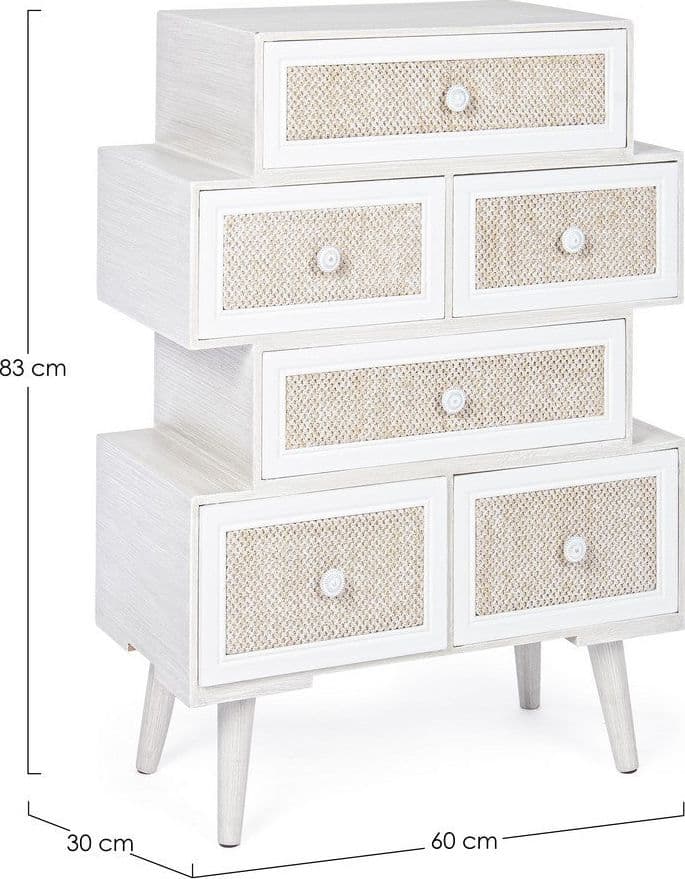 Cassettiera "Montiel" per interno, con 6 Cassetti, 66.5 x 36.5 x 76.5 cm in Cassettiere Decor Space - Altamura, commercioVirtuoso.it