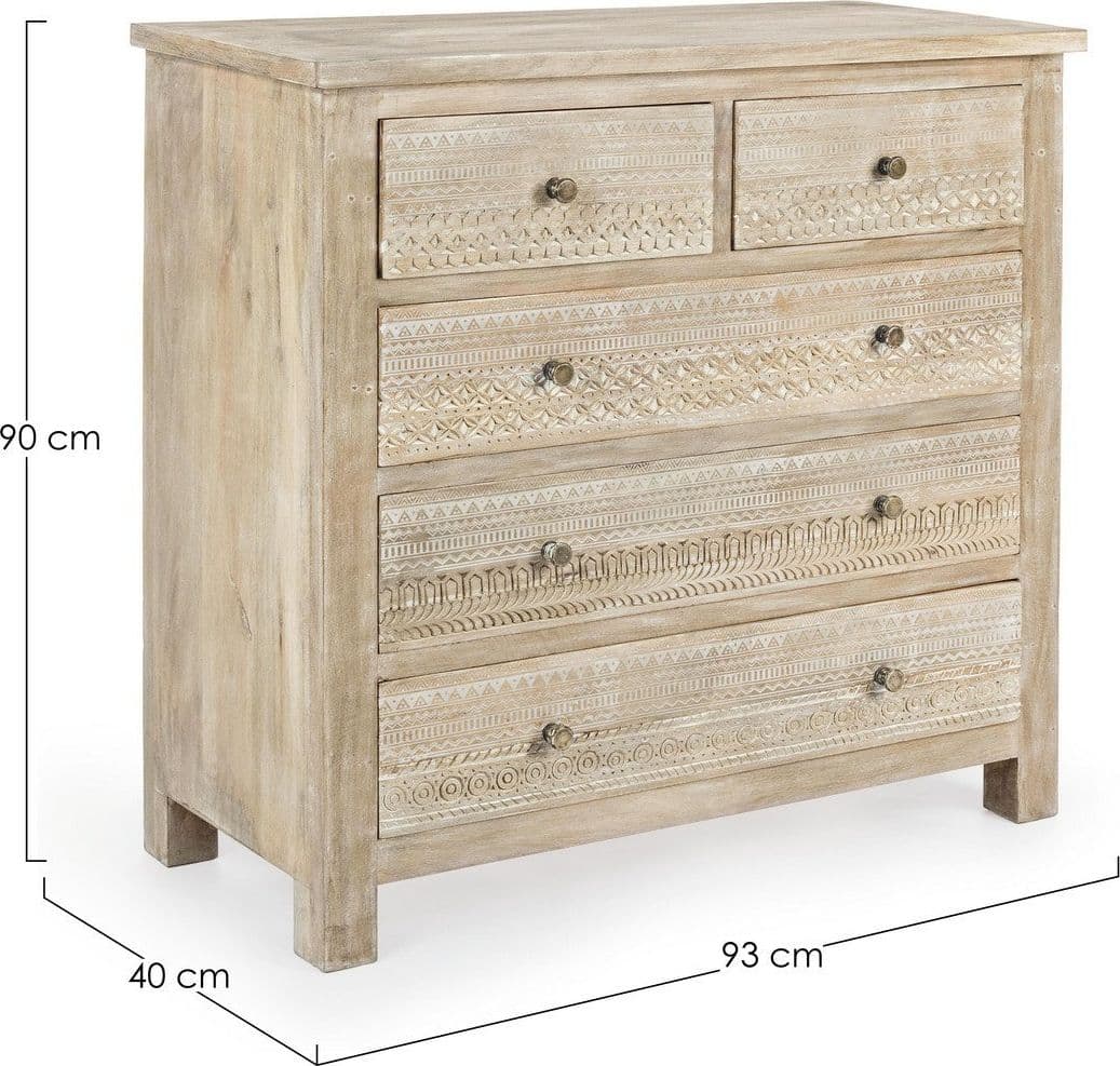 Cassettiera "Mayra" per interno, con 5 Cassetti, 98 x 45 x 98 cm in Cassettiere Decor Space - Altamura, commercioVirtuoso.it