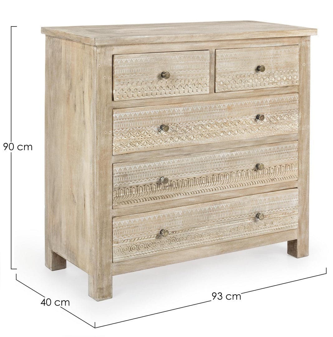 Cassettiera "Mayra" per interno, con 5 Cassetti, 98 x 45 x 98 cm in Cassettiere Decor Space - Altamura, commercioVirtuoso.it