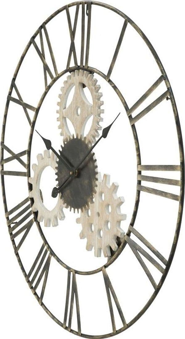Orologio con ingranaggi da parete in ferro e legno MDF per salotto e cucina in Orologi da parete Decor Space - Altamura, commercioVirtuoso.it