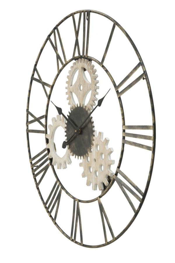 Orologio con ingranaggi da parete in ferro e legno MDF per salotto e cucina in Orologi da parete Decor Space - Altamura, commercioVirtuoso.it