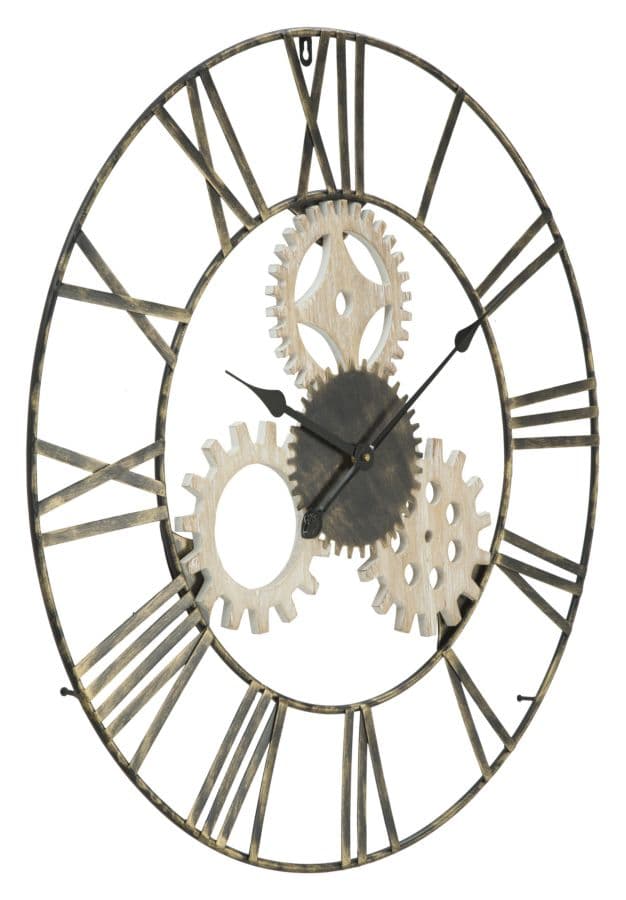 Orologio con ingranaggi da parete in ferro e legno MDF per salotto e cucina in Orologi da parete Decor Space - Altamura, commercioVirtuoso.it