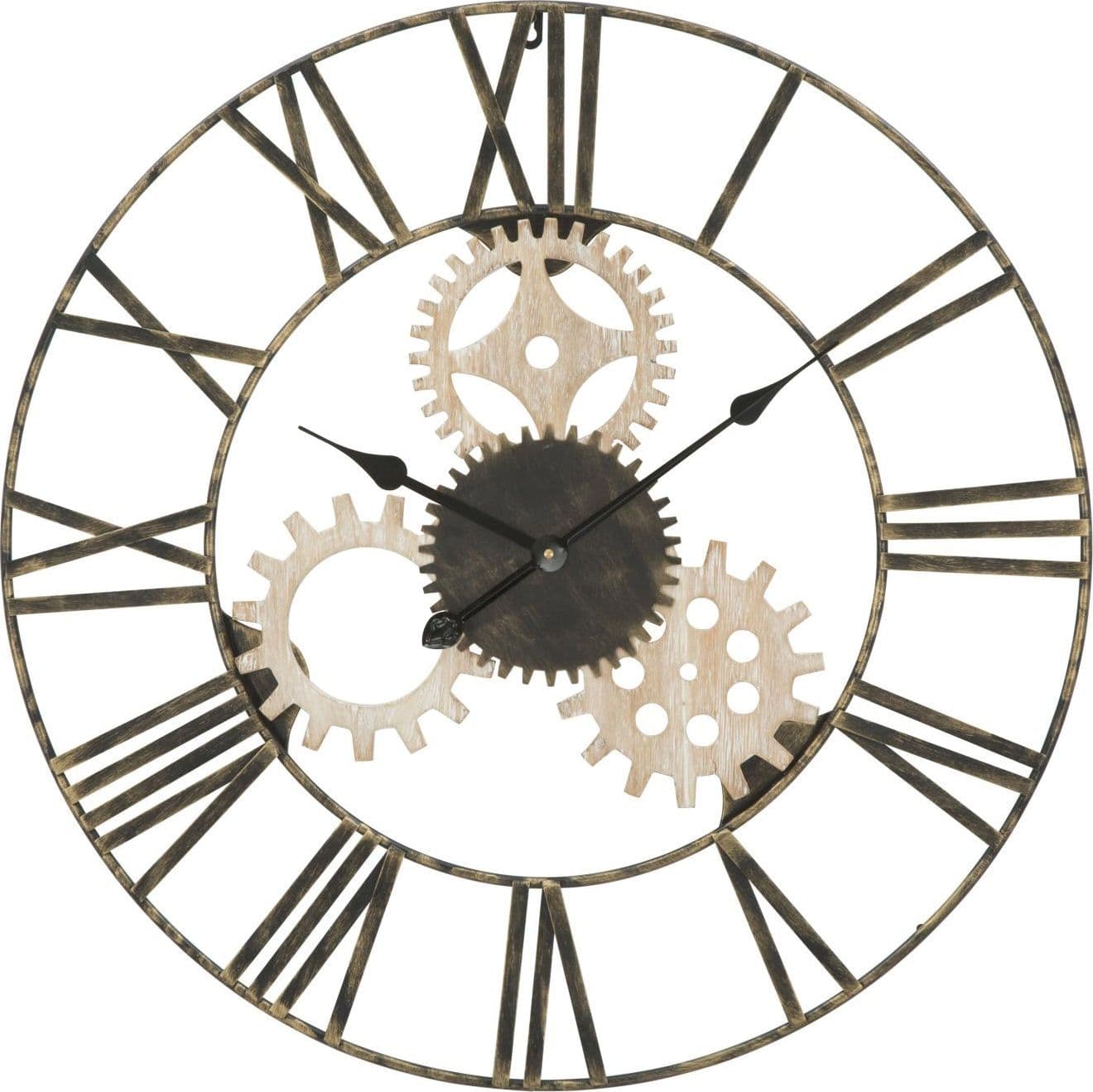 Orologio con ingranaggi da parete in ferro e legno MDF per salotto e cucina in Orologi da parete Decor Space - Altamura, commercioVirtuoso.it