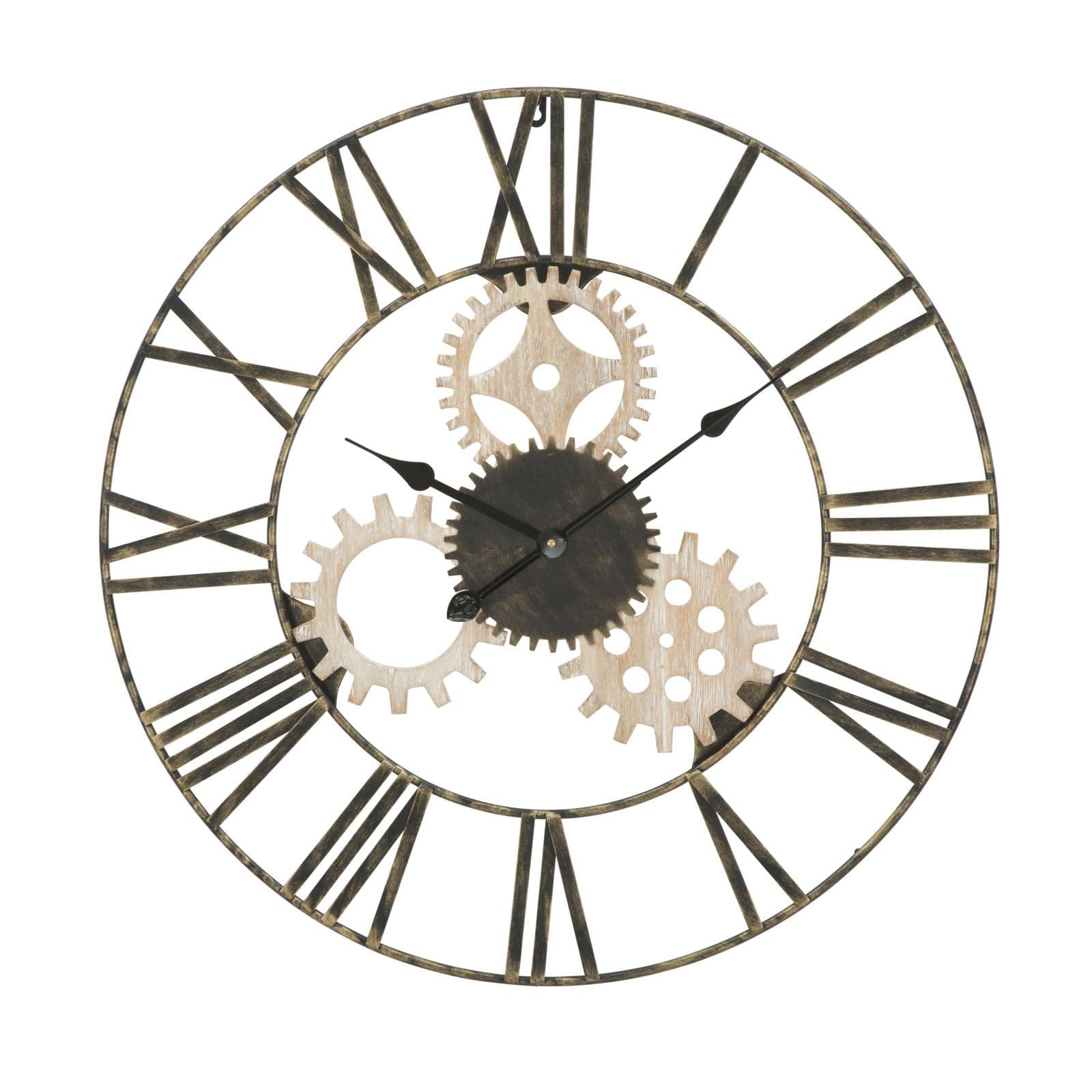 Orologio con ingranaggi da parete in ferro e legno MDF per salotto e cucina in Orologi da parete Decor Space - Altamura, commercioVirtuoso.it