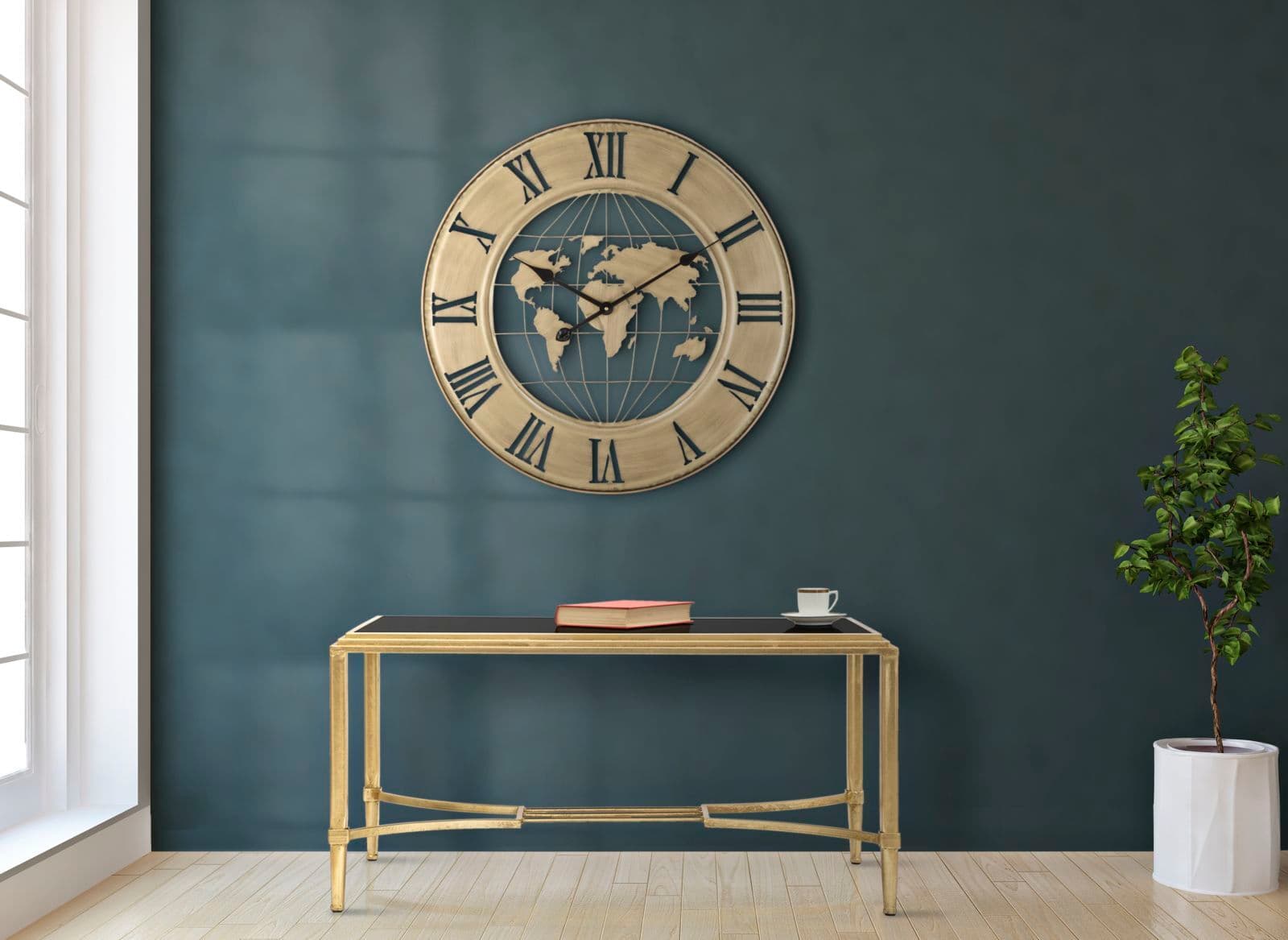 Orologio-da-parete-in-ferro-color-oro-per-salotto-e-cucina