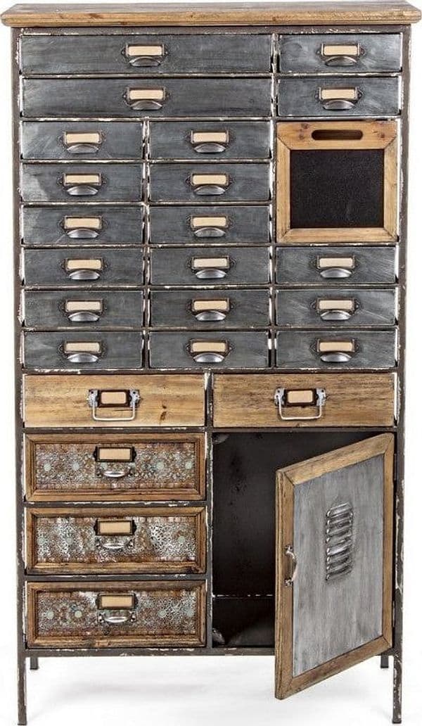 Cassettiera "Officina" per interno, con 25 Cassetti-1 Ante, 82 x 37.5 x 138.5 cm in Cassettiere Decor Space - Altamura, commercioVirtuoso.it