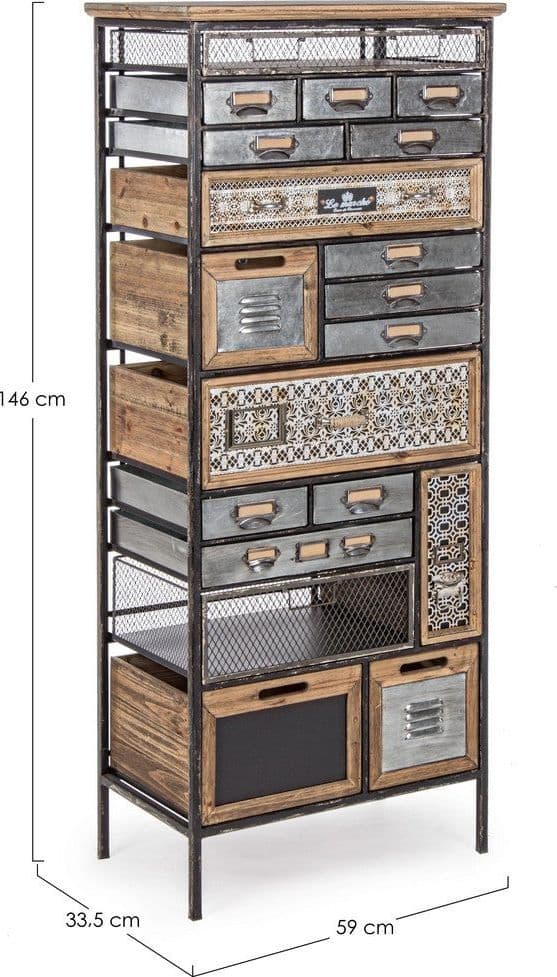 Cassettiera "Officina" per interno, con 25 Cassetti-1 Ante, 82 x 37.5 x 138.5 cm in Cassettiere Decor Space - Altamura, commercioVirtuoso.it