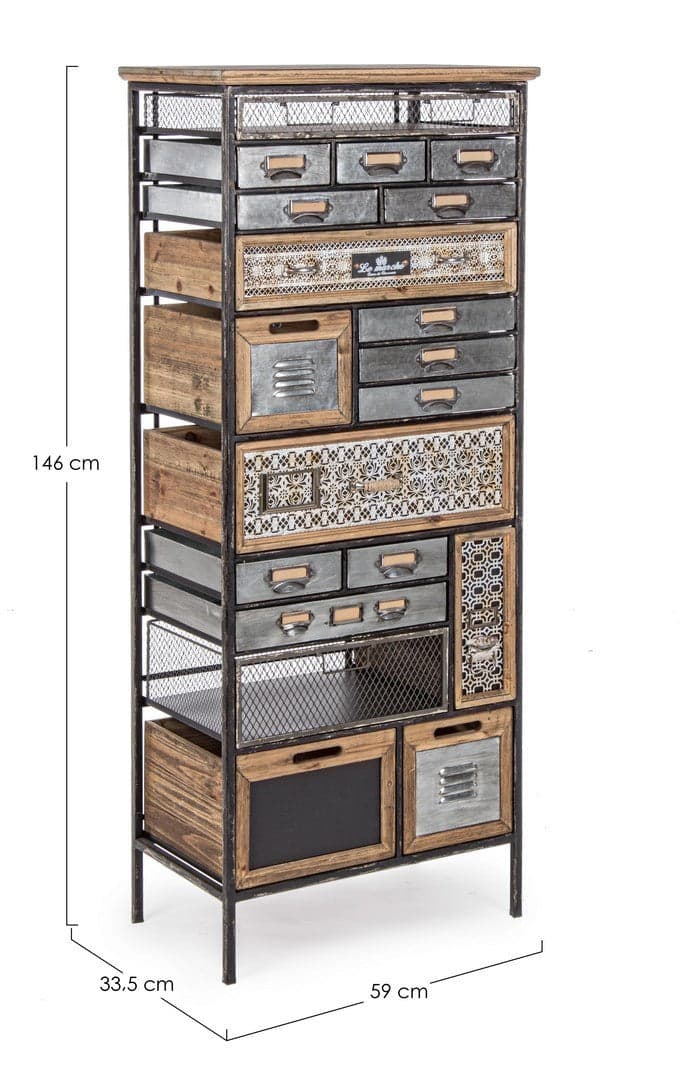 Cassettiera "Officina" per interno, con 25 Cassetti-1 Ante, 82 x 37.5 x 138.5 cm in Cassettiere Decor Space - Altamura, commercioVirtuoso.it