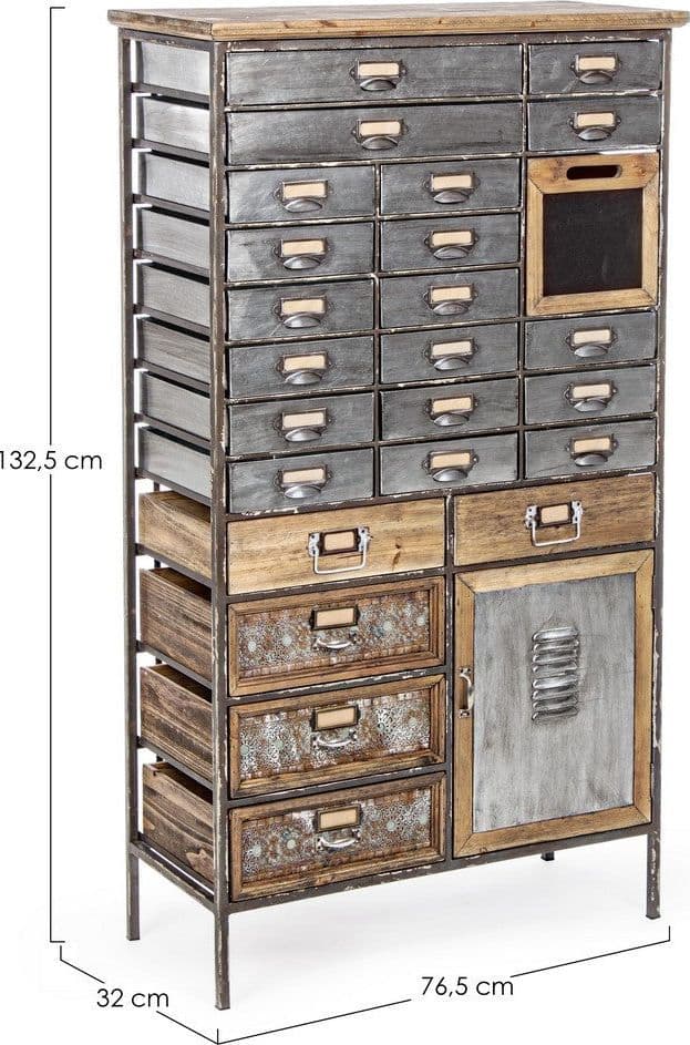 Cassettiera "Officina" per interno, con 25 Cassetti-1 Ante, 82 x 37.5 x 138.5 cm in Cassettiere Decor Space - Altamura, commercioVirtuoso.it