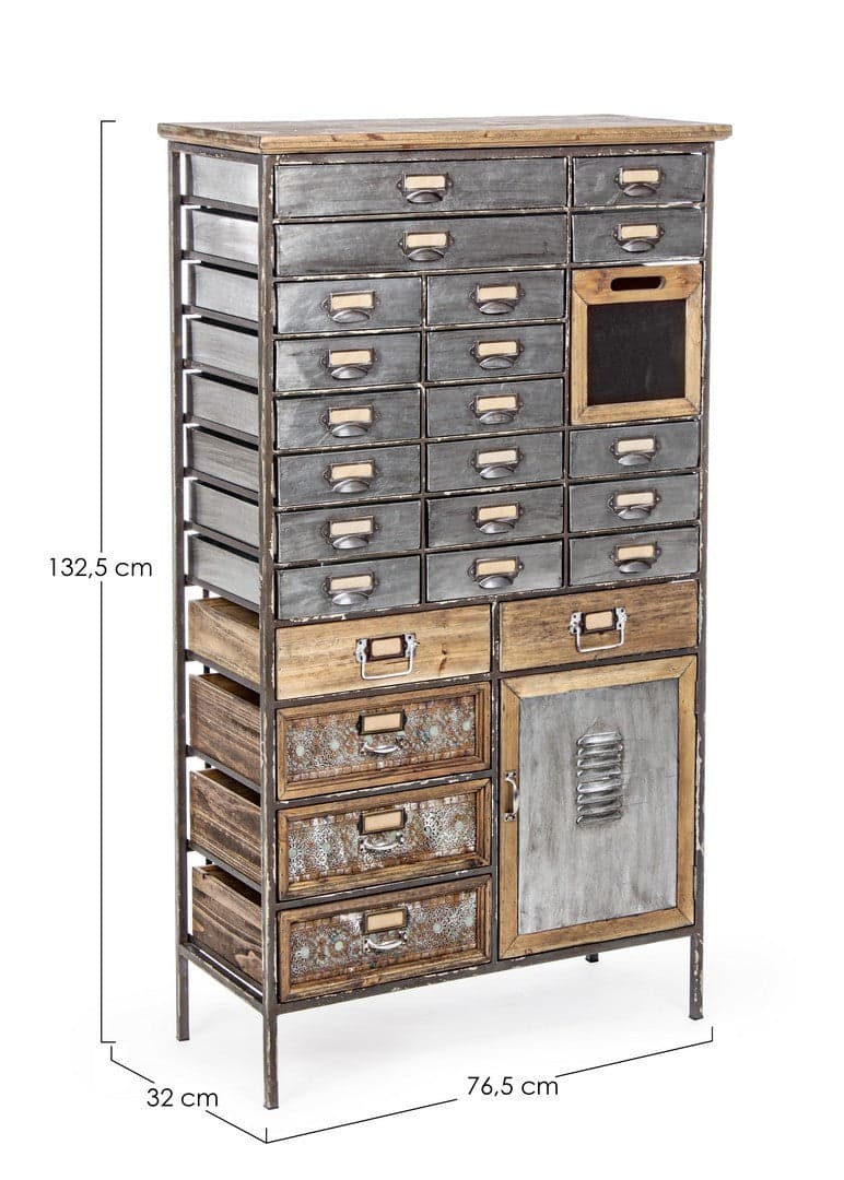 Cassettiera "Officina" per interno, con 25 Cassetti-1 Ante, 82 x 37.5 x 138.5 cm in Cassettiere Decor Space - Altamura, commercioVirtuoso.it