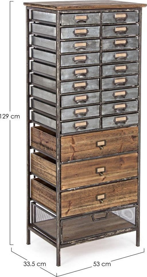 Cassettiera "Officina" per interno, con 25 Cassetti-1 Ante, 82 x 37.5 x 138.5 cm - 26