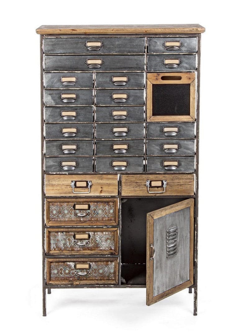 Cassettiera "Officina" per interno, con 25 Cassetti-1 Ante, 82 x 37.5 x 138.5 cm in Cassettiere Decor Space - Altamura, commercioVirtuoso.it