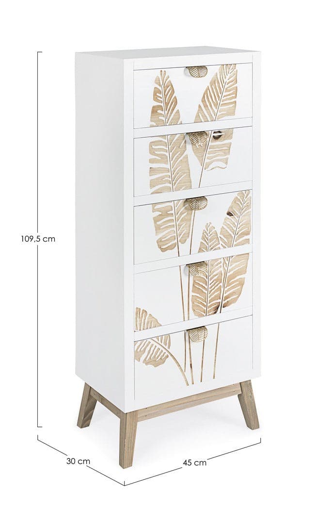 Cassettiera "Folium" con struttura in abete e mdf, 45 x 30 x109.5h cm in Cassettiere Decor Space - Altamura, commercioVirtuoso.it