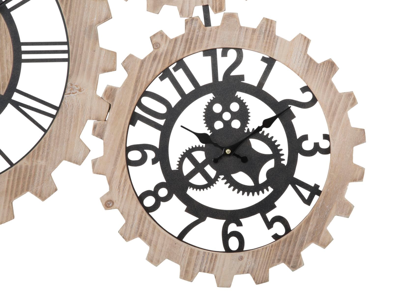 Orologio da parete triplo ingranaggio in legno MDF e ferro per salotto e cucina in Orologi da parete Decor Space - Altamura, commercioVirtuoso.it