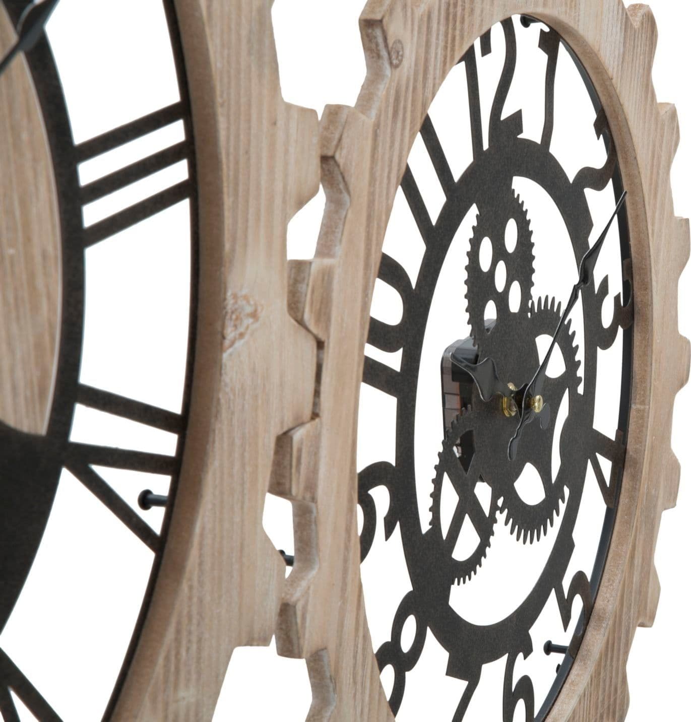 Orologio da parete triplo ingranaggio in legno MDF e ferro per salotto e cucina in Orologi da parete Decor Space - Altamura, commercioVirtuoso.it