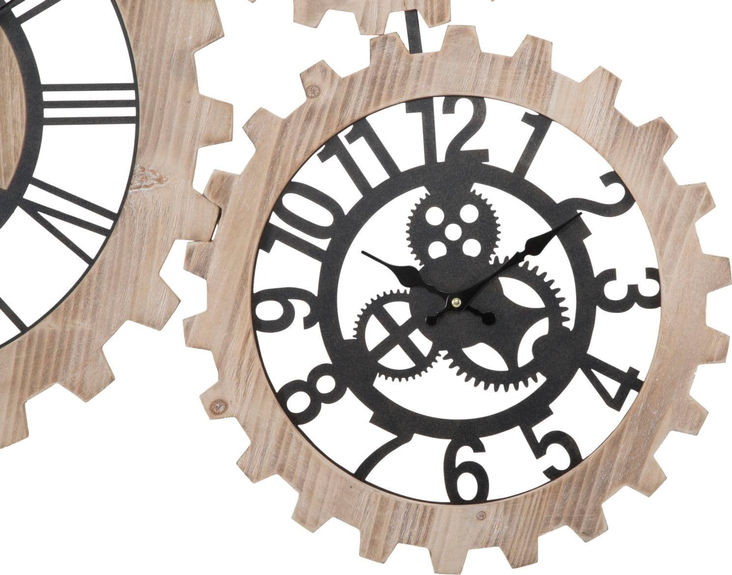 Orologio da parete triplo ingranaggio in legno MDF e ferro per salotto e cucina in Orologi da parete Decor Space - Altamura, commercioVirtuoso.it
