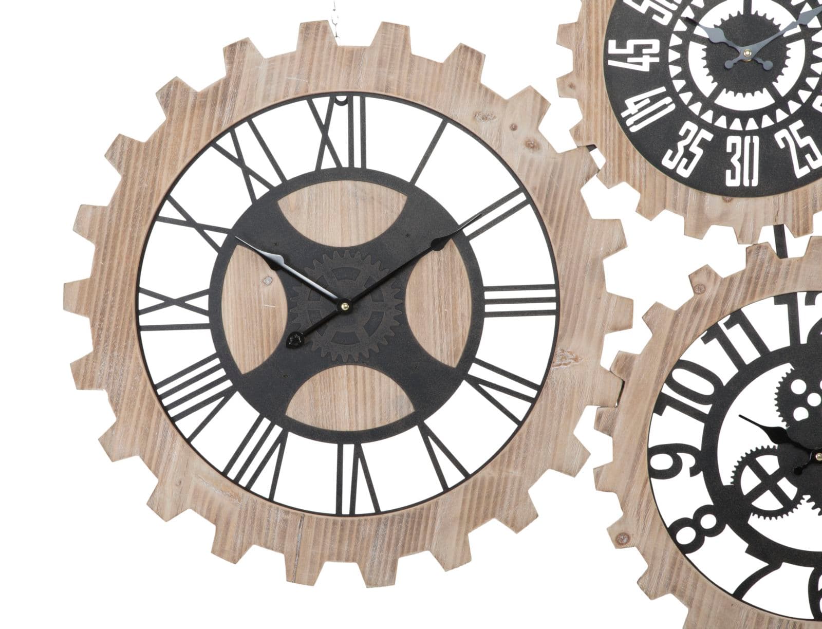 Orologio da parete triplo ingranaggio in legno MDF e ferro per salotto e cucina in Orologi da parete Decor Space - Altamura, commercioVirtuoso.it