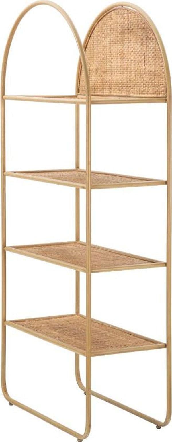 Libreria "Panama" rettangolare in metallo e rattan con 4 ripiani per interno in Librerie Decor Space - Altamura, commercioVirtuoso.it